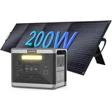 SOLARPLAY Powerstation 2400W mit Solarpanel 200W, Solargenerator 2160Wh LiFePO4 Akku, 99% Geräte erfüllt, 3500+Ladezyklen,1.5h vollladen,230V, Tragbare Powerstation für Camping, Draußen, Stromausfälle