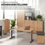 bümö höhenverstellbarer Eckschreibtisch O-Serie 200x120 cm in weiß, Gestell in Graphit - Schreibtisch L Form, großer Tisch für's Büro, Computertisch