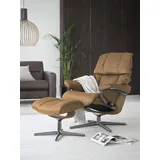 Stressless Stressless® »Reno«, (Set, Relaxsessel mit Hocker), mit Hocker, mit Cross Base, Größe S, M & L, Holzakzent Eiche braun