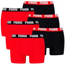 Puma Everyday Basic Boxershorts Schwarz/Rot XL 6er Pack