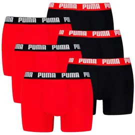 Puma Everyday Basic Boxershorts Schwarz/Rot XL 6er Pack