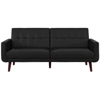 loft24 Schlafsofa Nola, mit Relaxfunktion, Lederoptik, Breite 199 cm schwarz