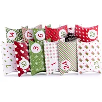 Adventskalender zum Befüllen Pillow Green 24 Geschenkboxen Schachteln Weihnachten, Weihnachtskalender DIY Bastelset inkl. Adventszahlen Aufkleber von pajoma®