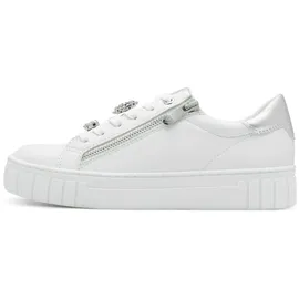 Marco Tozzi Damen Sneaker flach mit Glitzerstein Elegant, Weiß 40 EU