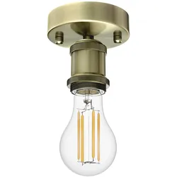 ledscom.de Vintage E27 Lampen-Fassung RETRA, gold, rund, 100mm inkl. LED Lampe Filament 1600lm warmweiß