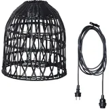 MARELIDA BELL Lampenschirm Rattanstil outdoor mit E27 Fassung H: 33cm schwarz