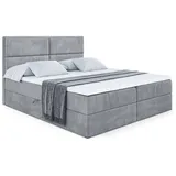 altdecor Boxbett, Grau, Holzwerkstoff, Höhe ca. 21 cm 180x200 cm, Schlafzimmer, Betten, Boxspringbetten