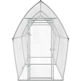 vidaXL Hühnerkäfig Silbern 400x105x182 cm Verzinkter Stahl