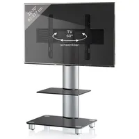 VCM TV Standfuß mit Zwischenboden Alu Fernseh Ständer rollbar