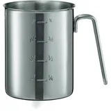Rösle Messbecher, Hochwertige Messkanne mit Maßzahlen innen und außen, Inhalt 1 L, Edelstahl 18/10, Rundumschüttrand, Drahtgriff, Spülmaschinengeeignet, Silberfarben, 24038