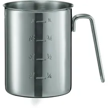 Rösle Messbecher, Hochwertige Messkanne mit Maßzahlen innen und außen, Inhalt 1 L, Edelstahl 18/10, Rundumschüttrand, Drahtgriff, Spülmaschinengeeignet, Silberfarben, 24038