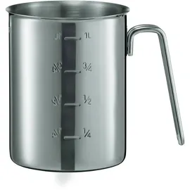 Rösle Messbecher, Hochwertige Messkanne mit Maßzahlen innen und außen, Inhalt 1 L, Edelstahl 18/10, Rundumschüttrand, Drahtgriff, Spülmaschinengeeignet, Silberfarben, 24038