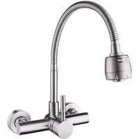 Küchenarmatur, Wandarmatur, Edelstahl 304, 360° Schwenkbare Spültischarmatur Mit Flexiblem Schlauch