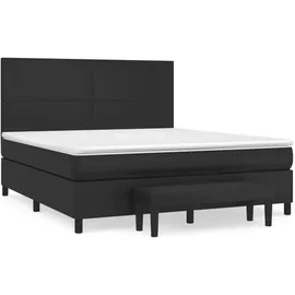 vidaXL Boxspringbett mit Matratze Schwarz 180x200 cm Kunstleder