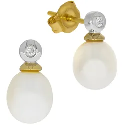 Zeeme Pearls Ohrringe 925 Silber zweifarbig Perle weiß
