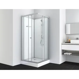 SANOTECHNIK Forte Komplettdusche mit Schiebetür 80 x 203 cm silber transparent