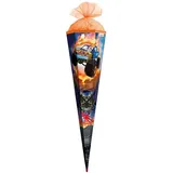 ROTH Schultüte Monstertruck Fire 100 cm - 6-eckig Rot(h)-Spitze Tüllverschluss - Zuckertüte Schulanfang