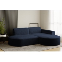 Fun Möbel Ecksofa Designersofa BONDY in Stoff Ascot Dunkelblau Ottomane Rechts