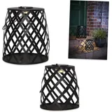 2xBest Season LED Solar Laterne Calabria Metall schwarz modern Design groß klein
