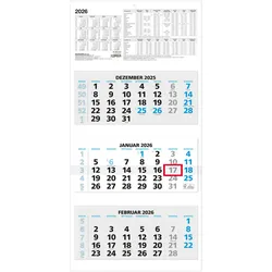 3-Monatskalender blau - Kalender 2026