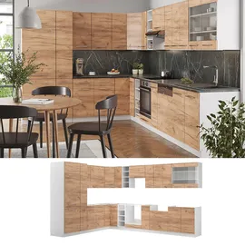 Vicco Winkelküche Fame-Line L-Form 257 x 347 cm Eiche/Weiß