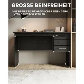 Woltu Schreibtisch 3 Schubladen Schwarz