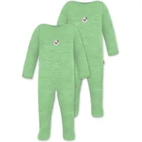 normani Outdoor Sports 2er Pack Baby Merino Strampler „Levin" in Grün | Gr.: 62