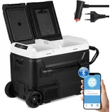 Jayseuw Kompressor Kühlbox 50 Liter mit Rollen, Elektrische Gefrierbox mit APP-Steuerung zum Kühlen, Kühlschrank Einfrieren & Warmhalten Kühlsc... - Schwarz