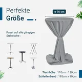 TexDeko Stehtischhusse Premium Grau Ø 90cm mit Schleifenband