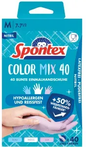 Spontex Color Mix Einmalhandschuhe, hypoallergen, 3 Farben, Puderfreie Nitrilhandschuhe für die alltäglichen Aufgaben im Haushalt, 1 Packung = 40 Stück, Größe: 7 - 7,5