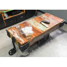 MASSIVMOEBEL24.DE Couchtisch mehrfarbig Altholz 120 x 60 x 43 cm