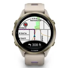Garmin Forerunner 970 Gray/Softgold Titan mit Silikon-Wechselarmband 22 mm French Gray/Transparent Indigo