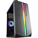 Mars Gaming MC-S1, Gehäuse PC Micro-ATX Ultra-Kompakt, 12-Mode ARGB Frontbeleuchtung, FRGB Lüfter, Full Side Window Gaming Gehäuse, Unterstützt Flüssigkeitskühler bis 120mm, Schwarz