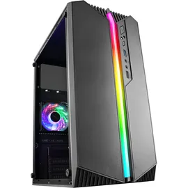 Mars Gaming MC-S1, Gehäuse PC Micro-ATX Ultra-Kompakt, 12-Mode ARGB Frontbeleuchtung, FRGB Lüfter, Full Side Window Gaming Gehäuse, Unterstützt Flüssigkeitskühler bis 120mm, Schwarz