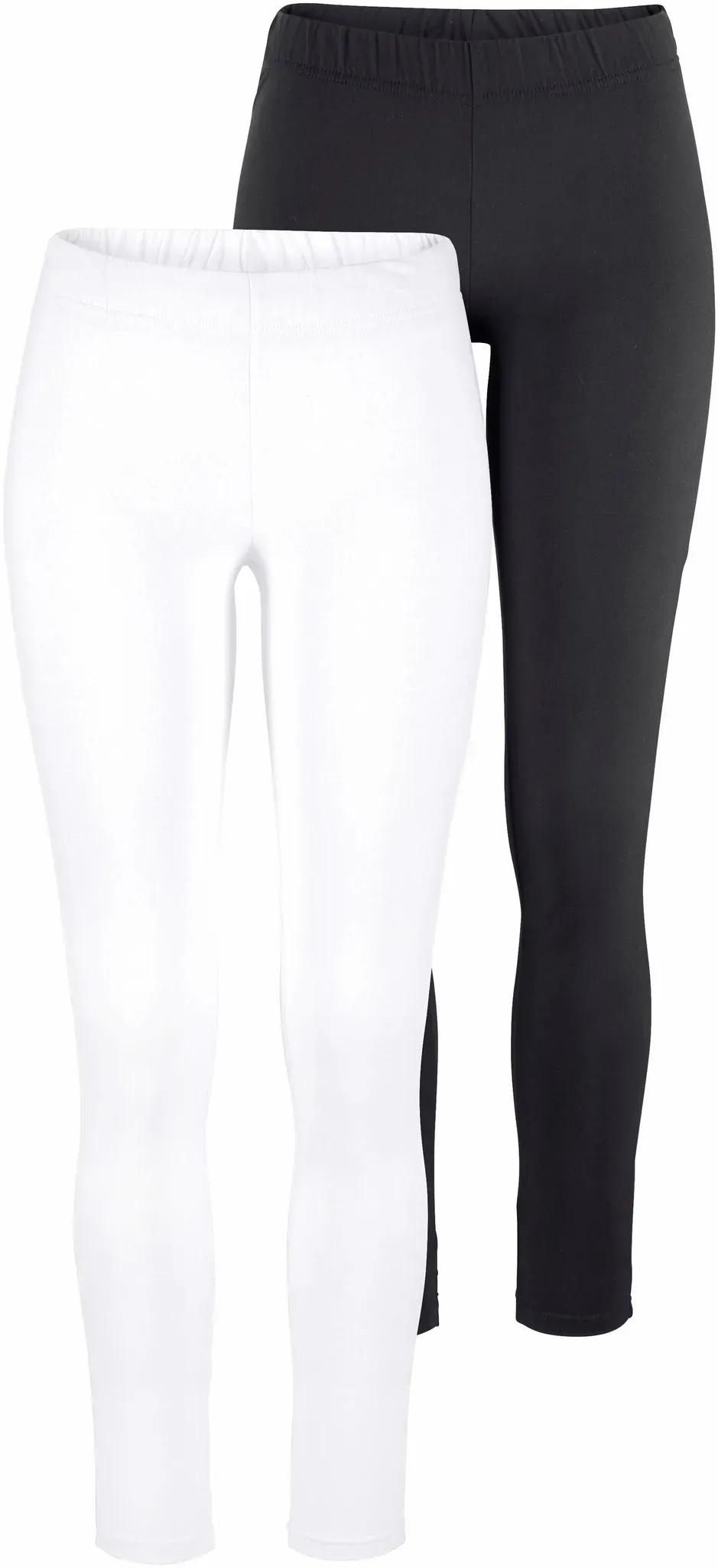 Leggings BOYSEN'S, Damen, Gr. 44, N-Gr, schwarz-weiß (weiß, schwarz), Jersey, Obermaterial: 95% Baumwolle, 5% Elasthan, unifarben, Basic, sehr figurbetont knöchellang, Hosen Leggings, mit Baumwolle NEUE FARBE