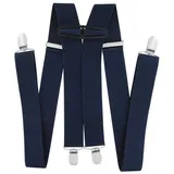 axy Hosenträger für Herren breit 3,5 cm in X-Form mit 4 Hosenträger Clips extra stark längenverstellbar (Schwarz) - Einheitsgröße