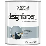 SCHÖNER WOHNEN-Farbe Wandfarbe Designfarbe  (Entspanntes Nordischblau, Matt, 1 l, Konservierungsmittelfrei)