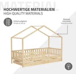 ML-Design Hausbett 90 x 200 cm Kiefer naturbelassen beige