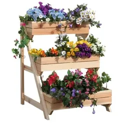 Pflanzleiter Kolberg Honigbraun 80 x 75 x 100 cm - Pflanzenregal aus Kiefer - Blumenleiter für dekorative Gestaltung - Pflanztreppen für Garten & Balkon