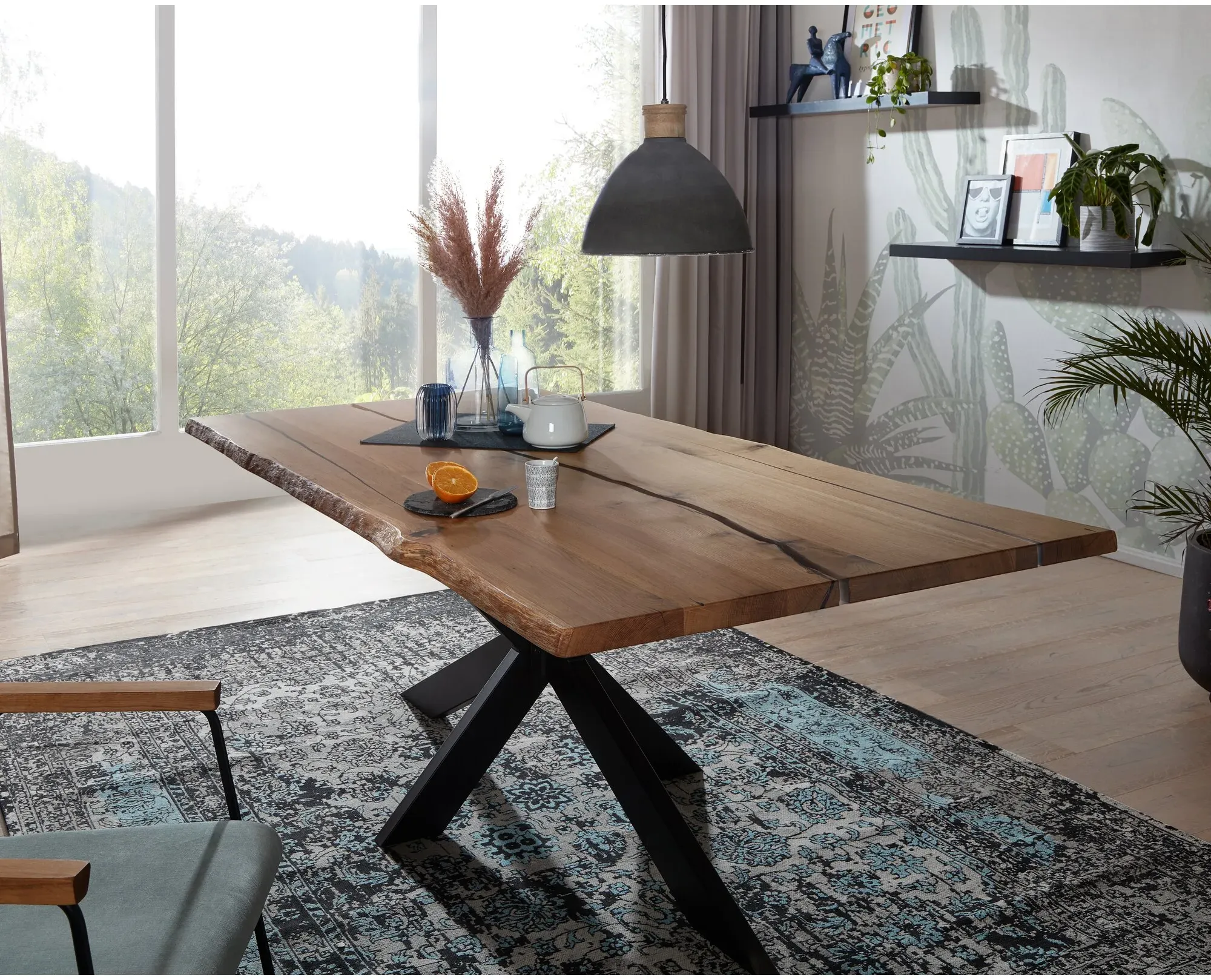 3S Frankenmöbel »Eclipse« Epoxid Wildeiche Esstisch 200x100 cm / Epoxid schwarz