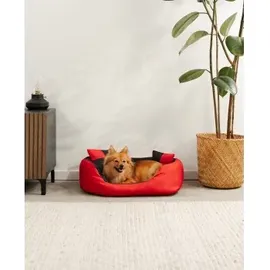 LIONTO Hundebett 4-in-1 S 65 x 50 cm rot/schwarz