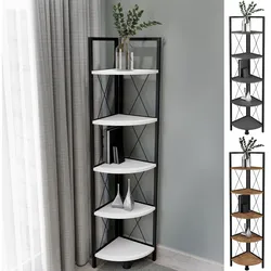 VCM Holz Metall Eckregal Aufbewahrung Stand Regal Bücherregal Deko Bücher Standregal Insasi 5