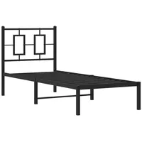 VidaXL Bettgestell mit Kopfteil Metall Schwarz 75x190 cm