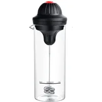 KZQ - Mini-Handmixer, elektrischer Milchaufschäumer für den Haushalt, Milchaufschäumer mit Glasmessbecher, Schneebesen