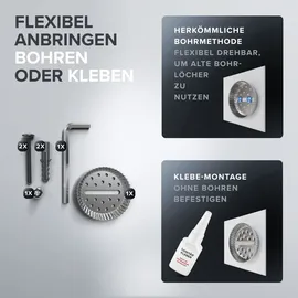 ovimar Badablage Flakstadoy | Edelstahl | schwarz matt | Glasablage zum Bohren | schwarz matt | hängend im Bad oder in der Küche | zur Ablage ode...