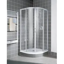 Kermi NOVA 2000 Viertelkreis-Duschkabine mit Gleittüren 77 x 80 cm Silber Mattglanz