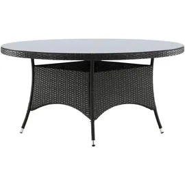 VCM Volta Esstisch Ø150cm Schwarz, Metall, Kunststoff, Glas, rund, rund, 150x74x150 cm, Gartenmöbel, Gartentische, Gartentische