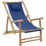 ZHOUMIN Liegestuhl, Gartenliege, Sonnenliege, Relaxliege, Deckchair, Terrassenstühle, Beach Chair, Saunaliege, Bambus und Canvas Marineblau