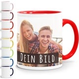 SpecialMe® personalisierte Fototasse mit eigenem Foto persönliches Geschenk Kaffeetasse mit Bild selbst gestalten inner-rot Keramik-Tasse