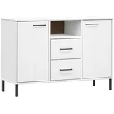 vidaXL Sideboard OSLO mit Metallbeinen Weiß 113x40x77 cm Massivholz